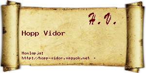Hopp Vidor névjegykártya